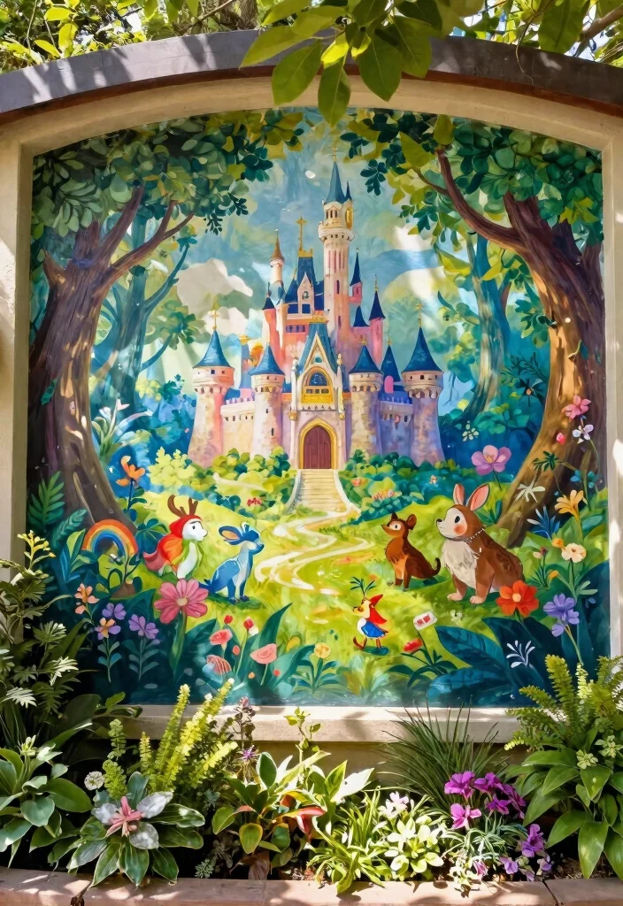 15 Outdoor Wall Art Garden Mural Ideas That Survive Rain - 3. Whimsical Fairy Tale Murals 1