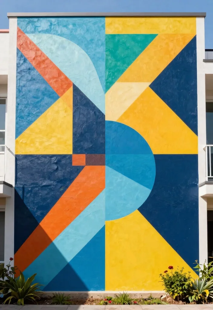 15 Outdoor Wall Art Garden Mural Ideas That Survive Rain - 4. Geometric Patterns 1