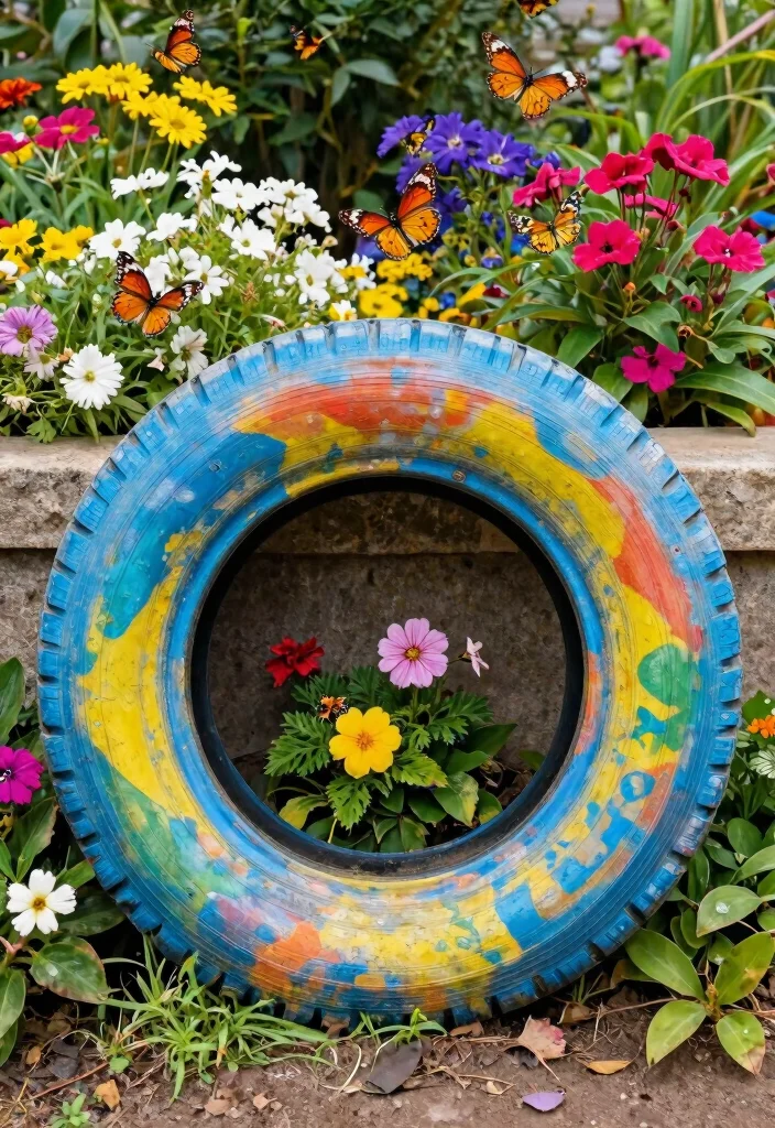 15 Outdoor Well Cover Ideas That Hide Eyesores and Stay Secure - 8. Vintage Tire Well Cover 1