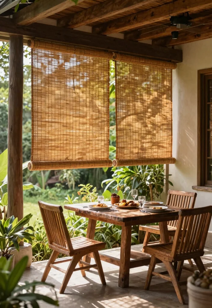15 Porch Curtains Exterior That Block Sun and Wind Without Blowing Away - 5. Eco-Friendly Bamboo Shades 1