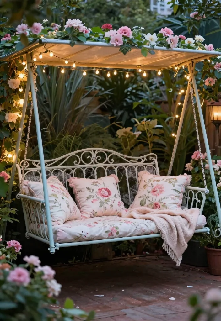 15 Porch Swing Bed Ideas That Support Two Adults Safely - 5. Vintage Iron Swing Bed 1