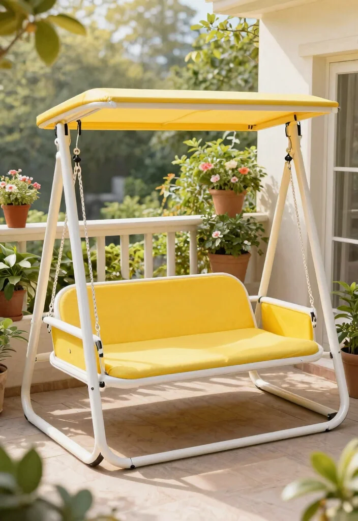 15 Porch Swing Bed Ideas That Support Two Adults Safely - 6. Space-Saving Foldable Swing Bed 1