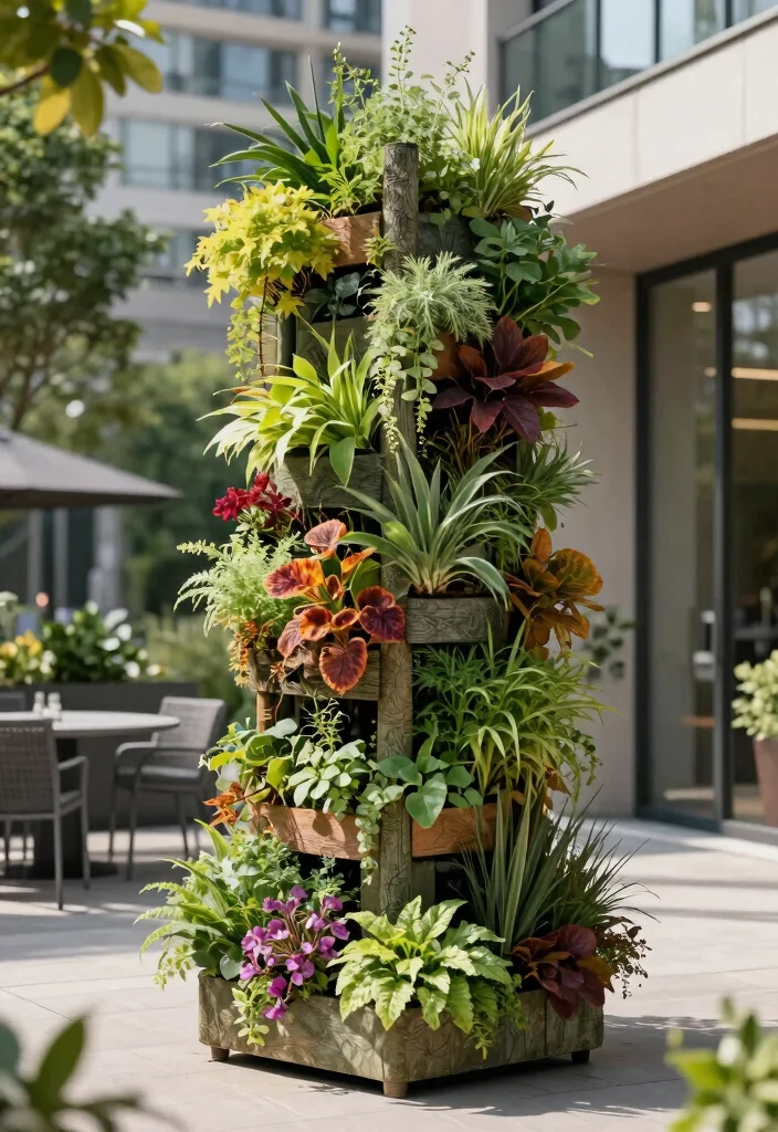 15 Privacy Planters for Patios That Block Views Without a Fence - 1. Vertical Garden Tower 1