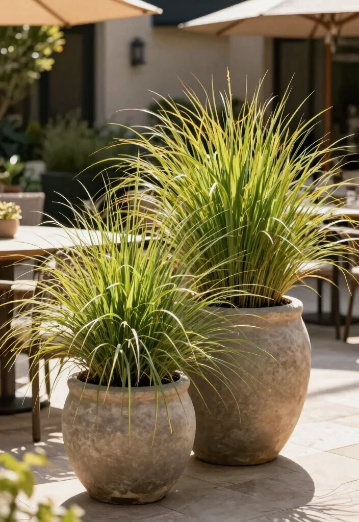 15 Privacy Planters for Patios That Block Views Without a Fence - 14. Potted Ornamental Grasses 1