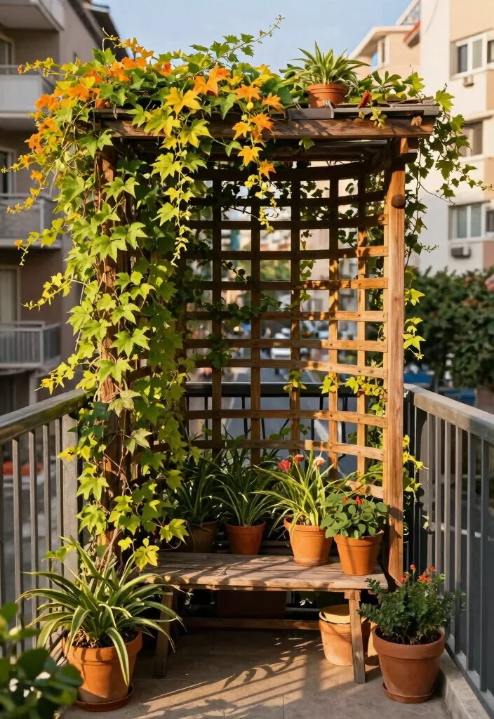 15 Privacy Planters for Patios That Block Views Without a Fence - 3. Trellis with Climbing Vines 1