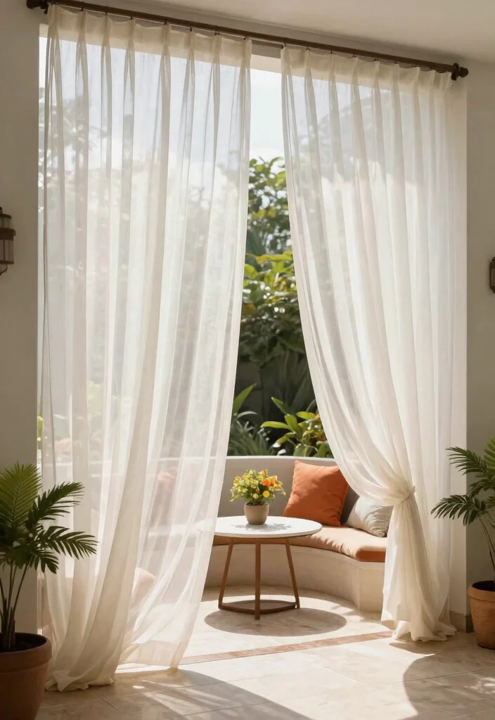 15 Stunning Patio Curtains That Block Sun Without Losing Breeze - 1. Light and Breezy Sheer Curtains 1