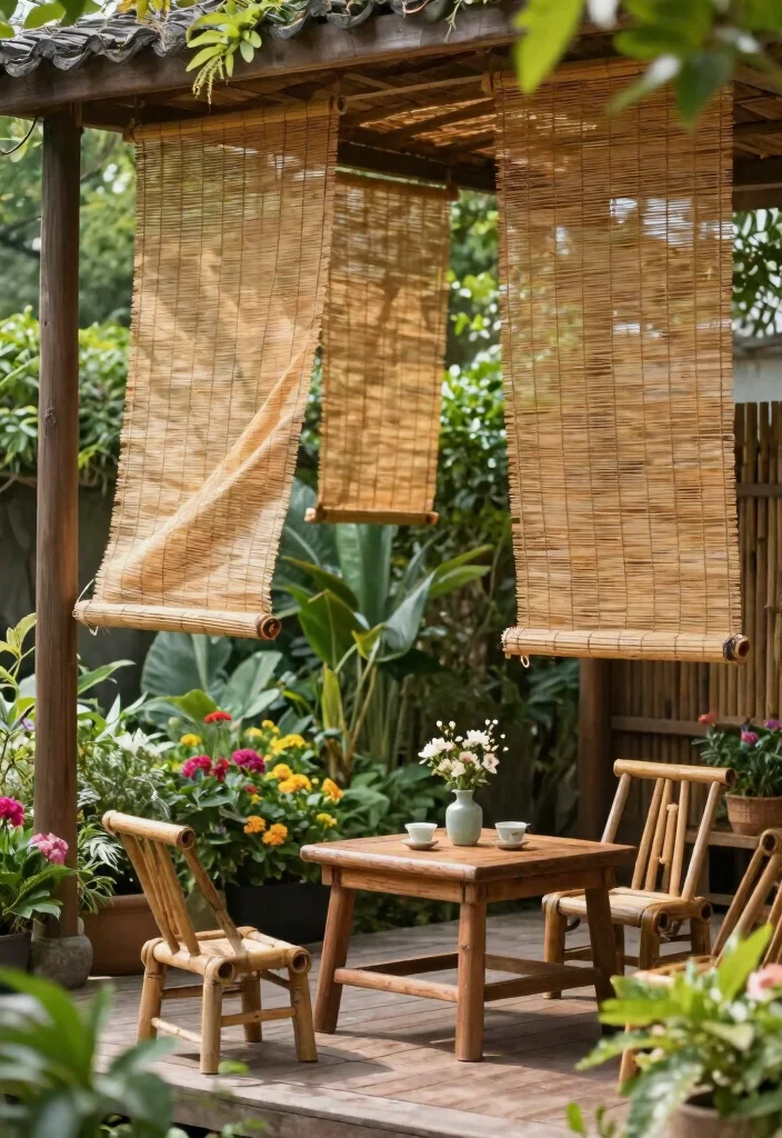 15 Stunning Patio Curtains That Block Sun Without Losing Breeze - 4. Bamboo Outdoor Curtains 1