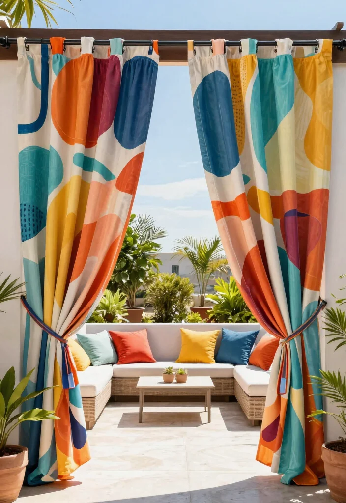 15 Stunning Patio Curtains That Block Sun Without Losing Breeze - 7. Custom Printed Patio Curtains 1