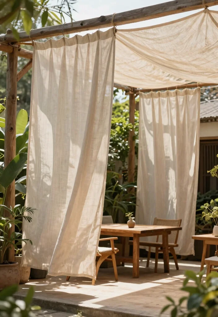 15 Stunning Patio Curtains That Block Sun Without Losing Breeze - 8. Eco-Friendly Fabric Curtains 1