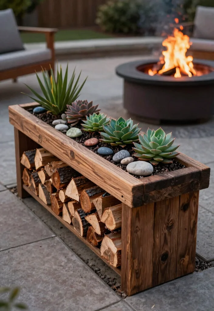 15 Water Trough Planter Concepts That Drain Properly and Look Rustic - 12. Simple Firewood Planter 1