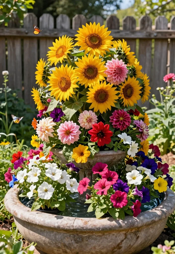 15 Water Trough Planter Concepts That Drain Properly and Look Rustic - 2. Vibrant Flower Display 1