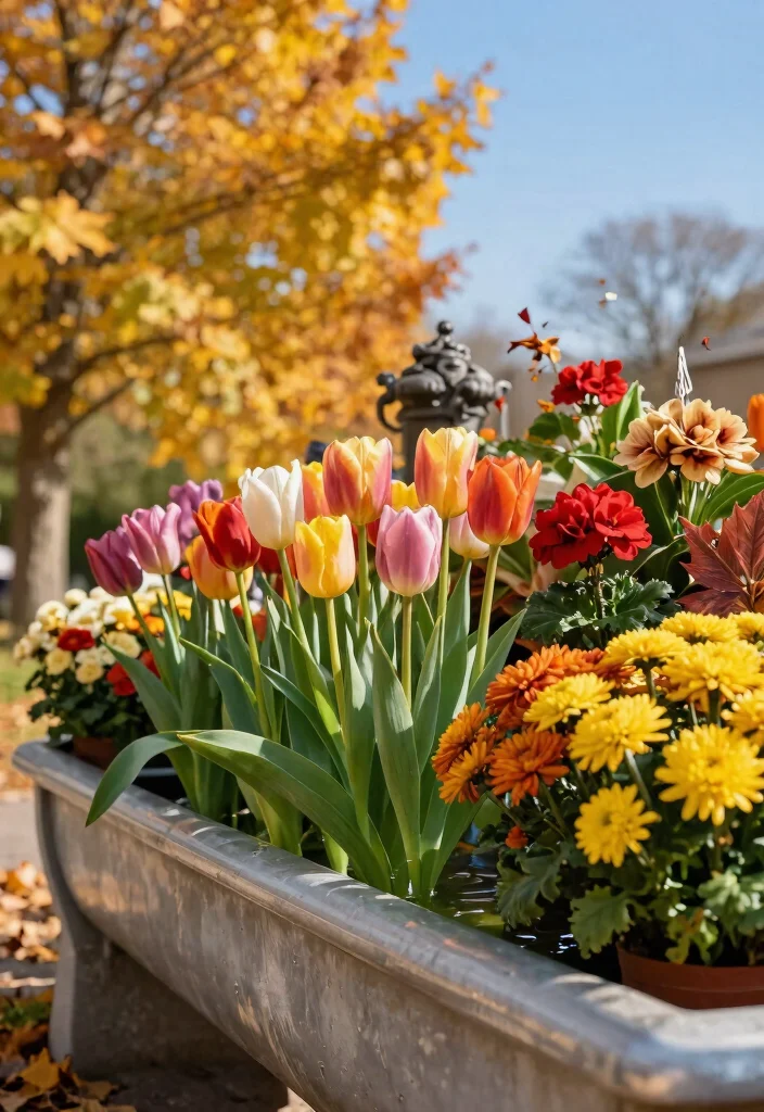 15 Water Trough Planter Concepts That Drain Properly and Look Rustic - 5. Seasonal Display Planter 1