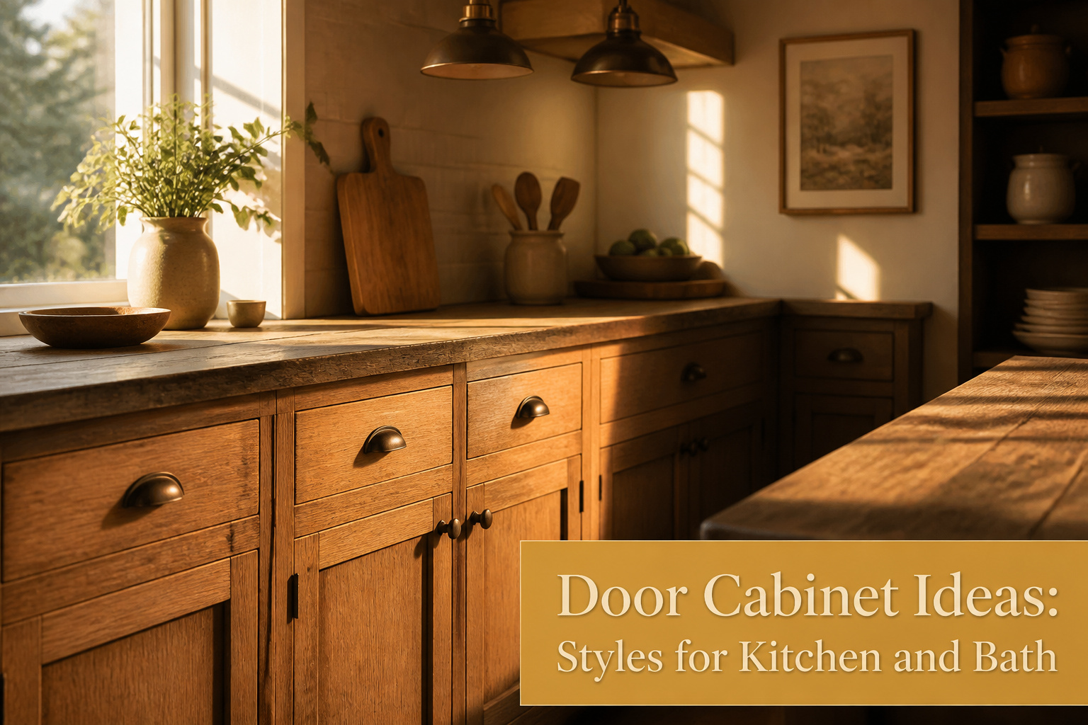 A modern kitchen showcasing different styles of cabinet doors.