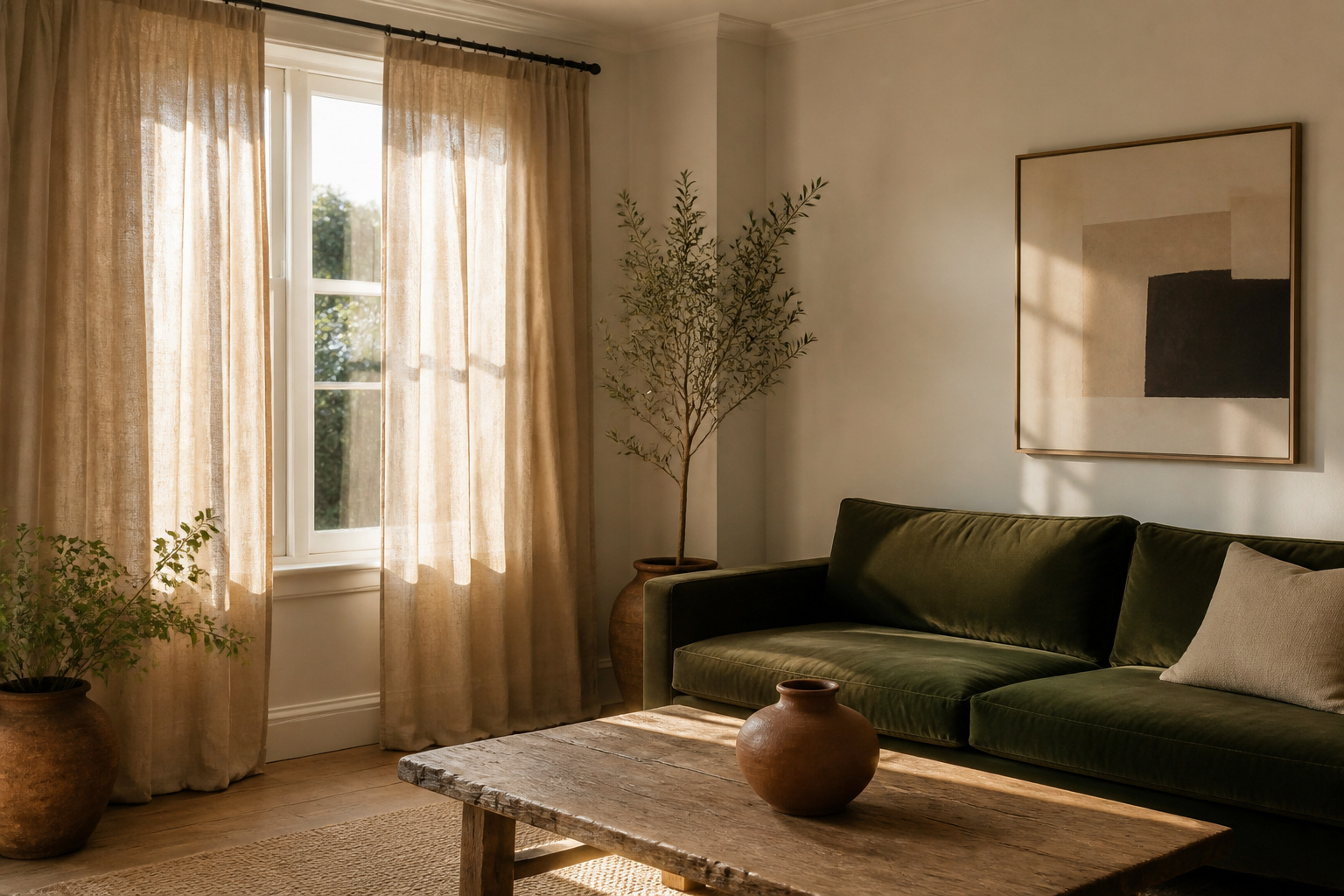 A collage of different living room window treatments ideas.