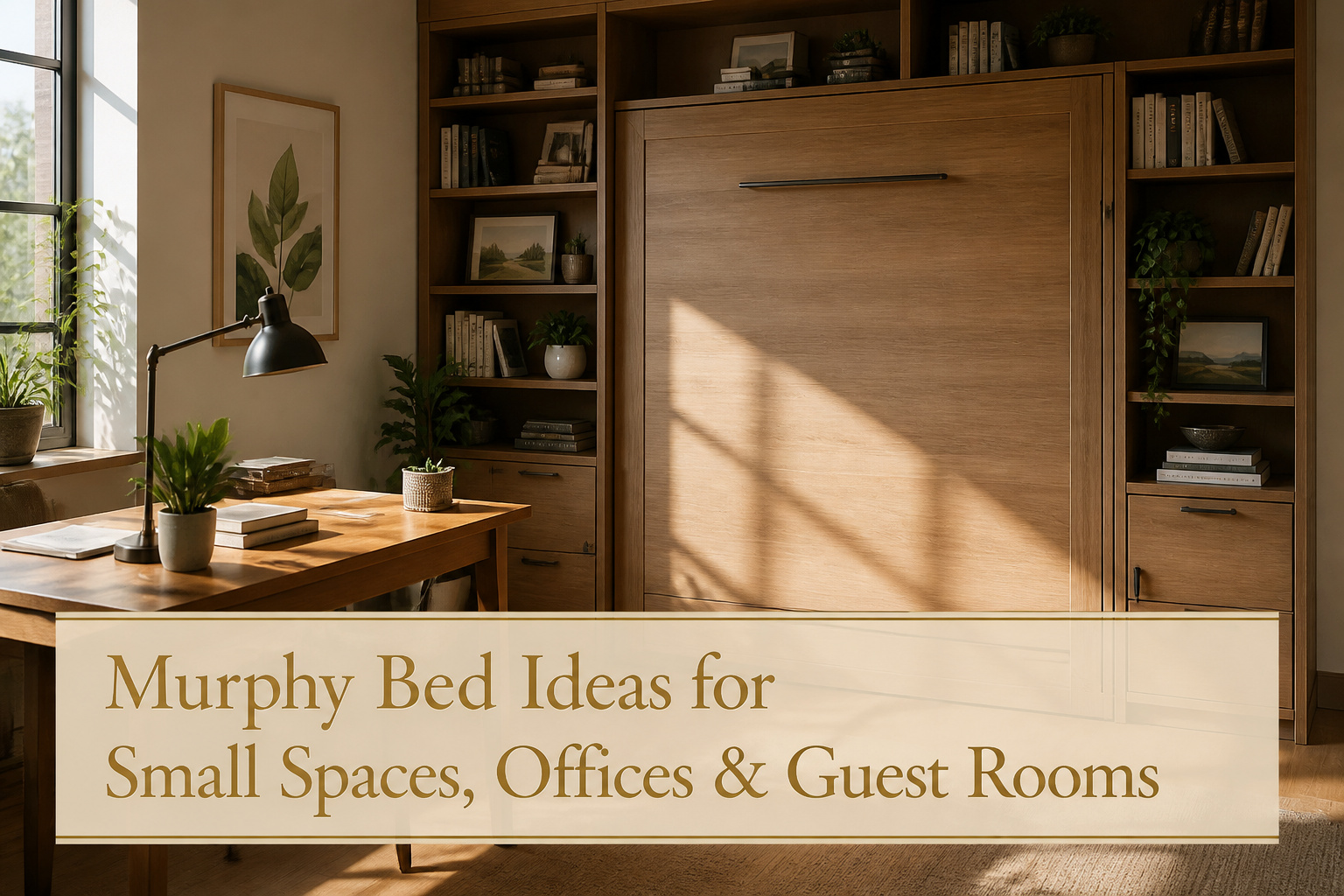 A modern Murphy bed integrated into a cozy interior design.
